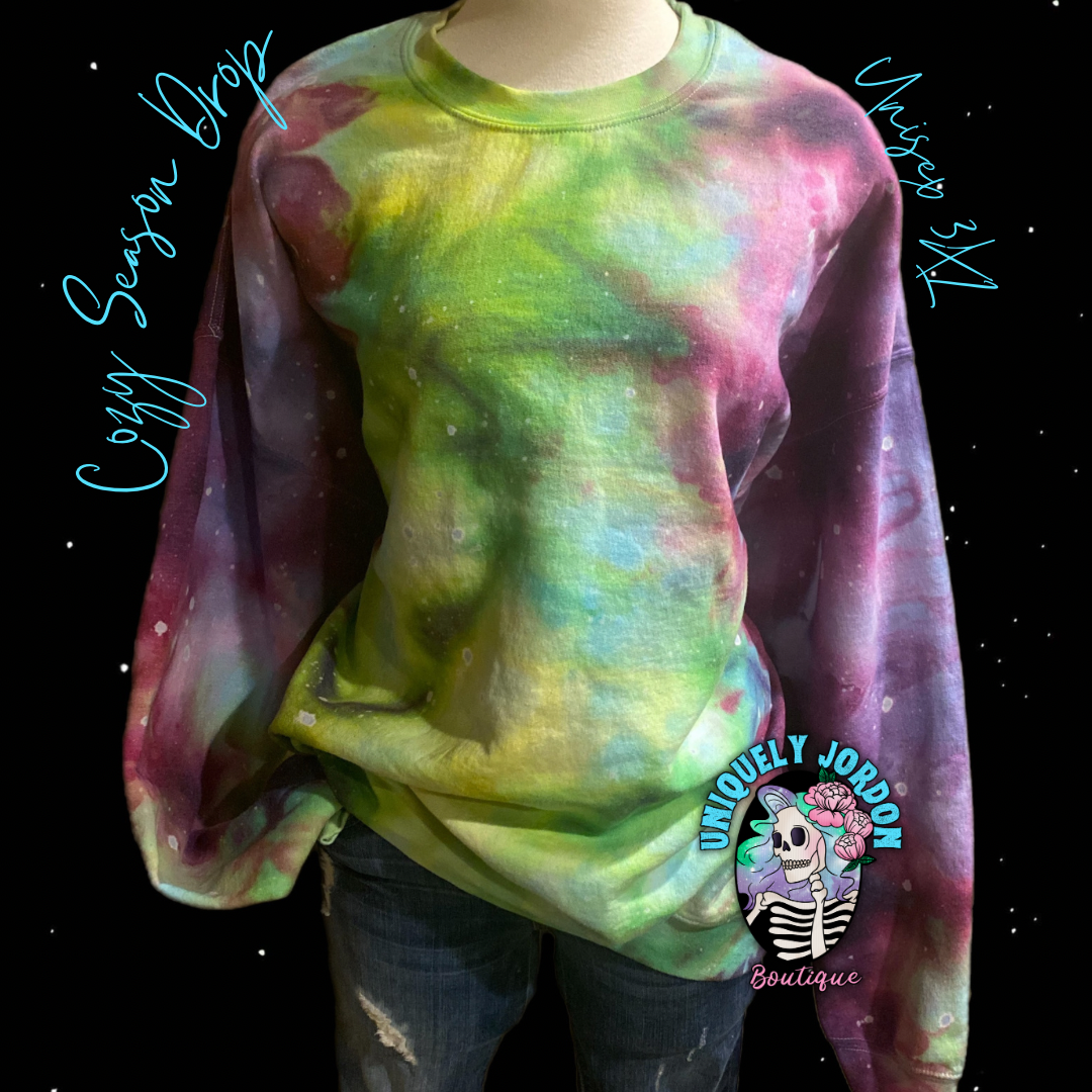 Ice Dyed Green Galaxy Sweatshirt- 3XL